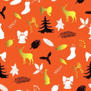 Seamless pattern with Christmas decorations Stock Illustration