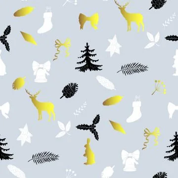 Seamless pattern with Christmas decorations Stock Illustration