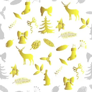 Seamless pattern with Christmas decorations Stock Illustration