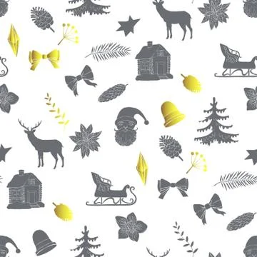 Seamless pattern with Christmas decorations Stock Illustration