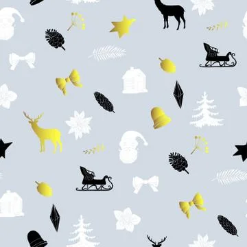 Seamless pattern with Christmas decorations Stock Illustration