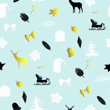 Seamless pattern with Christmas decorations Stock Illustration
