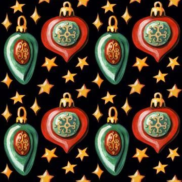 Seamless pattern with christmas decorations. Stock Illustration