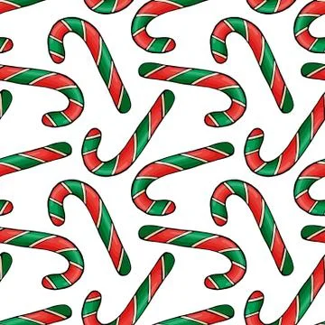 Seamless pattern with Christmas deserts on white background. New year candy Stock Illustration