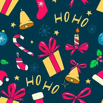 Seamless pattern with christmas design elements. Design element for poster,ca Illustrazione stock
