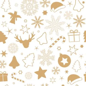 Seamless pattern christmas design with snowflake stars angel gift bell and candy Stock Illustration