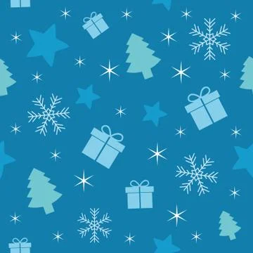 Seamless pattern christmas design with star gift fir tree and snowflake Illustrazione stock