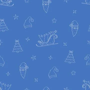 Seamless pattern of Christmas doodle icons. Vector illustration background. C イラスト素材