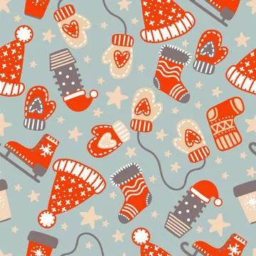 Seamless pattern Christmas elements background vector illustration blue Stockillustratie