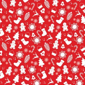 Seamless pattern with Christmas elements isolated on a white background. Vector 库存插图