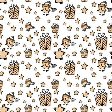 Seamless pattern with Christmas elements in vector Stock Illustration