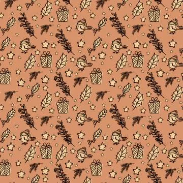 Seamless pattern with Christmas elements in vector Stock Illustration