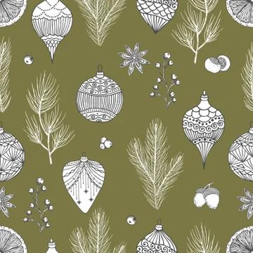 Seamless pattern with Christmas elements. Vector illustration. Illustrazione stock