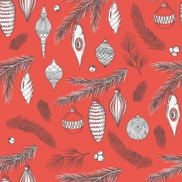 Seamless pattern with Christmas elements. Vector illustration. イラスト素材