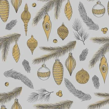 Seamless pattern with Christmas elements. Vector illustration. イラスト素材
