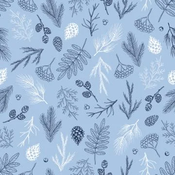 Seamless pattern with Christmas elements. Vector illustration. Stock Illustration