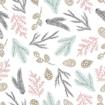 Seamless pattern with Christmas elements. Vector illustration. 스톡 일러스트