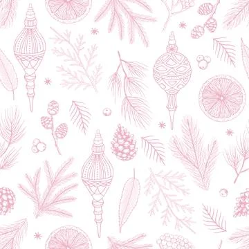 Seamless pattern with Christmas elements. Vector illustration. Stock Illustration