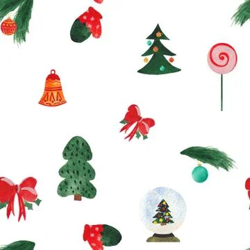 Seamless pattern christmas elements on white background イラスト素材