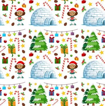 Seamless pattern with Christmas elements on white background Stockillustratie