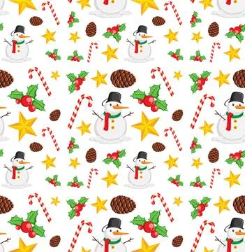 Seamless pattern with Christmas elements on white background Stockillustratie