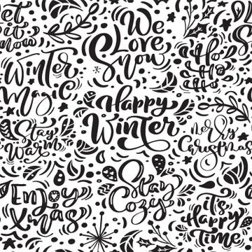 Seamless pattern for Christmas with flourish vector xmas elements of calligra イラスト素材