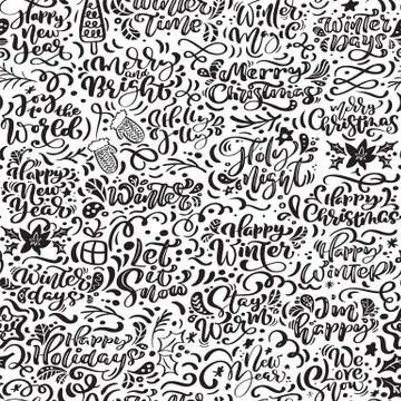 Seamless pattern for Christmas with flourish vector xmas elements of calligra Stockillustratie