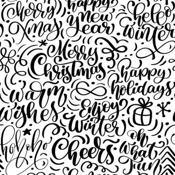 Seamless pattern for Christmas with flourish vector xmas elements of calligra Stock Illustration