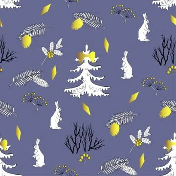Seamless pattern with Christmas forest Stock Illustration