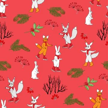 Seamless pattern with Christmas forest Stock Illustration
