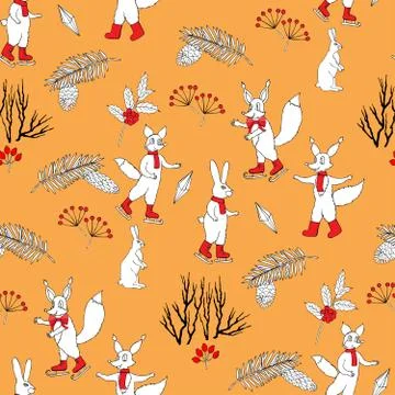 Seamless pattern with Christmas forest Stock Illustration