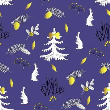 Seamless pattern with Christmas forest Stock Illustration
