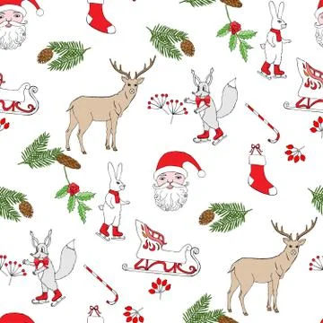 Seamless pattern with Christmas forest Stock Illustration