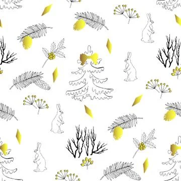 Seamless pattern with Christmas forest Stock Illustration