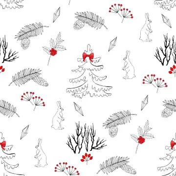 Seamless pattern with Christmas forest Stock Illustration