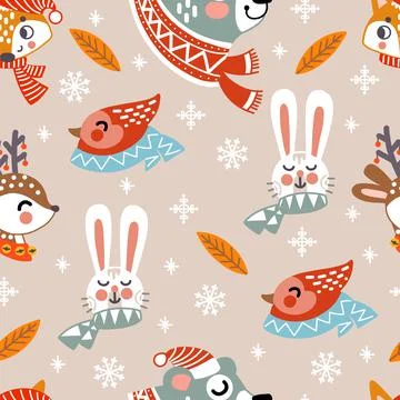 Seamless pattern christmas friends background vector illustration Stockillustratie