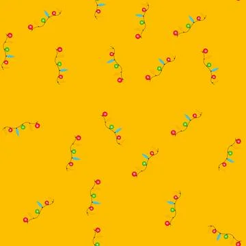 Seamless pattern christmas garland decorating line with colorful ornaments Stock Illustration