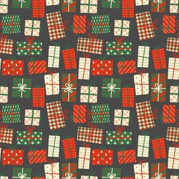 Seamless pattern with christmas gift boxes. Can be used for wallpaper, pattern Stock Illustration