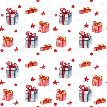 Seamless pattern with christmas gifts. Stock Illustration