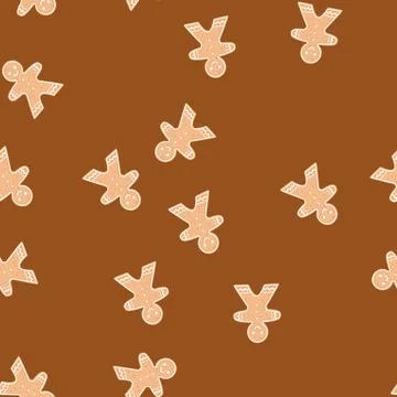 Seamless pattern christmas gingerbread cartoon vector 库存插图