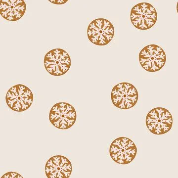 Seamless pattern christmas gingerbread cookie with snowflake icing design イラスト素材