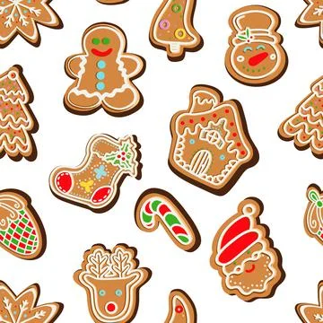 Seamless pattern of Christmas gingerbread cookies イラスト素材