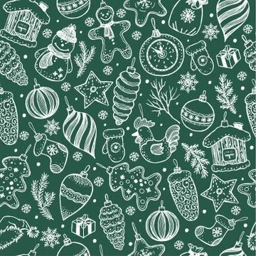 Seamless pattern of christmas on green background. 스톡 일러스트