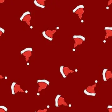 Seamless pattern christmas hat santa cartoon vector Stock Illustration