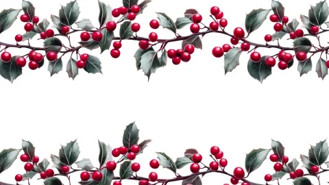 A seamless pattern of Christmas holly branches in watercolor style Stock Footage 288989457