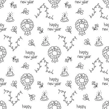 Seamless pattern with Christmas icons. Background Stock Illustration