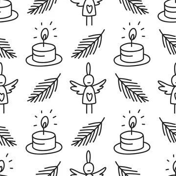 Seamless pattern with Christmas icons. Background Illustrazione stock