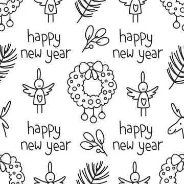 Seamless pattern with Christmas icons. Background Stock Illustration