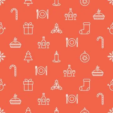 Seamless pattern with Christmas icons Stock Illustration