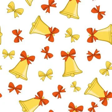 Seamless pattern with Christmas jingle bells. Stock Illustration